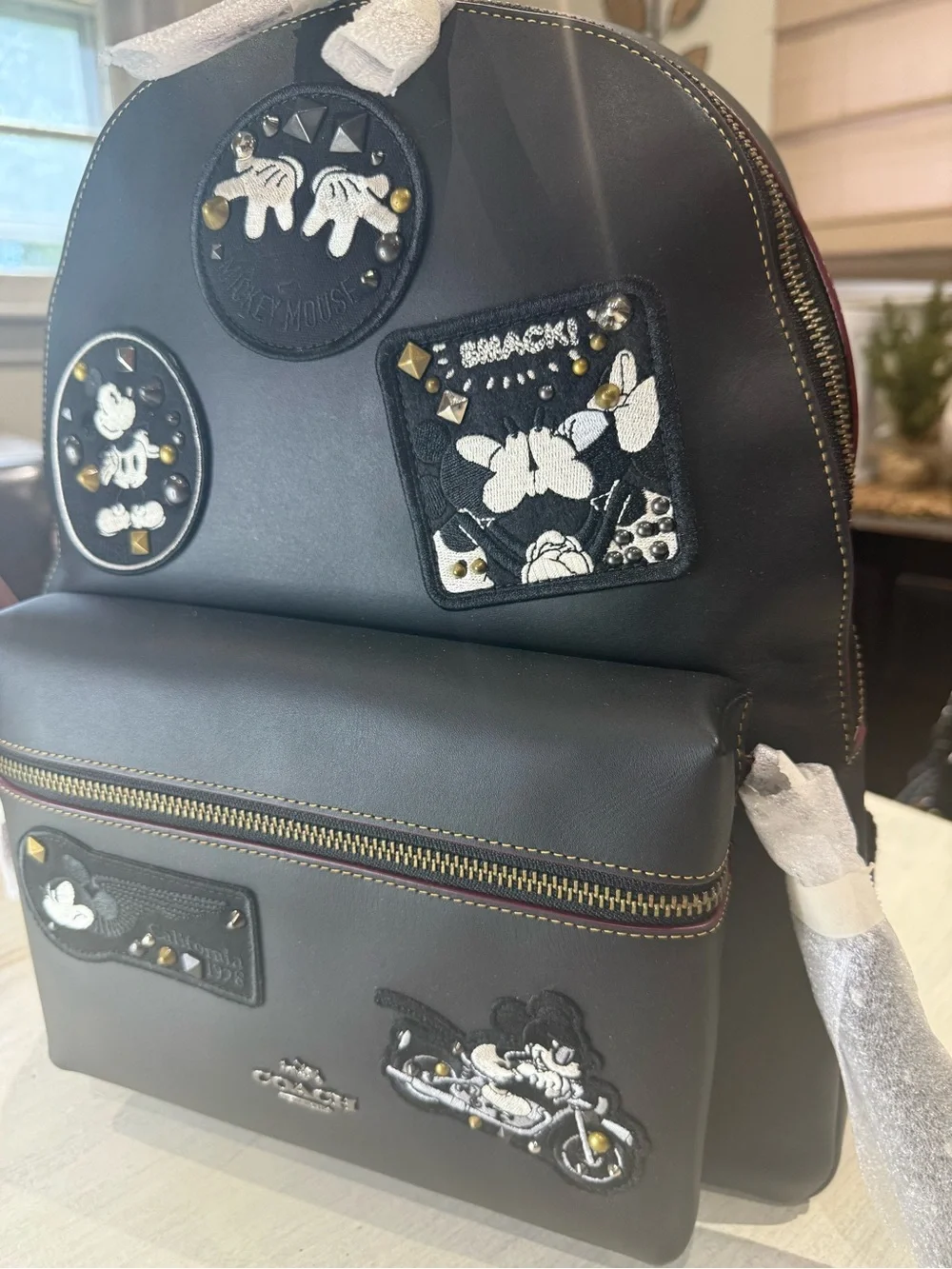 Coach Disney X Retired Black Leather Mickey Mouse Patch Backpack